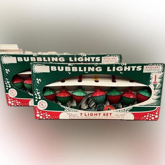 Set of 2 Vintage 60s Christmas Bubbling Lights by ACLA 7 Bubble Lite Set - Picture 3 of 5